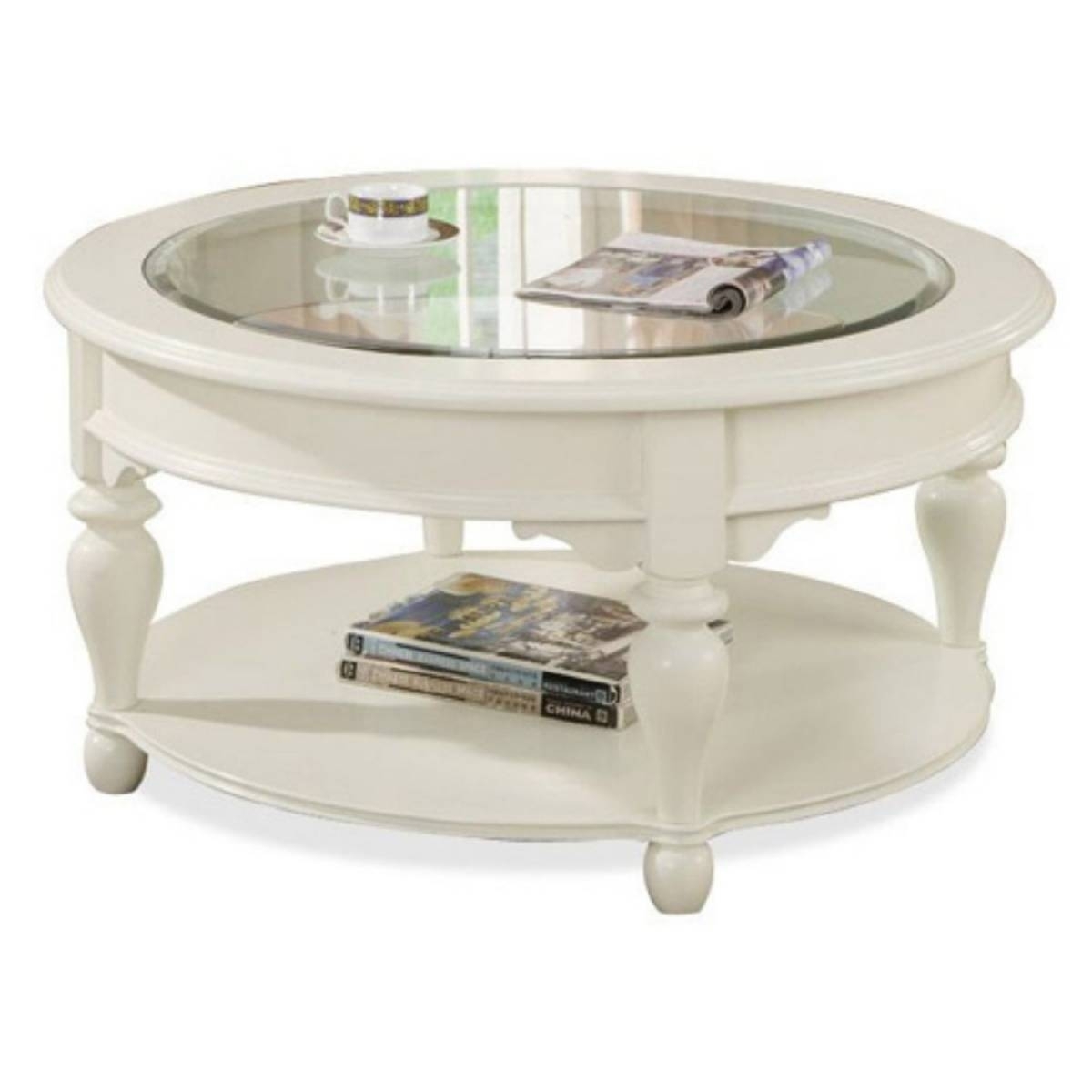 Round wood and glass coffee table 1