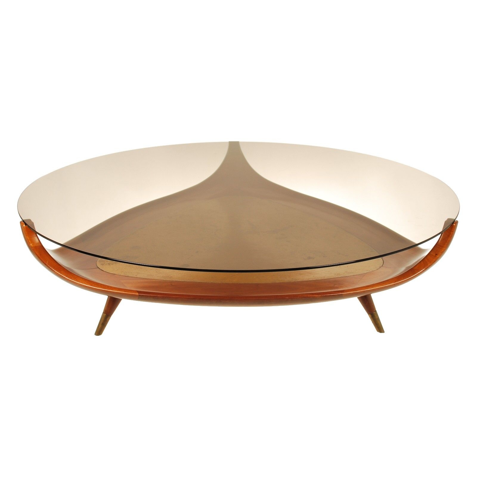 Round wood and glass coffee table 2