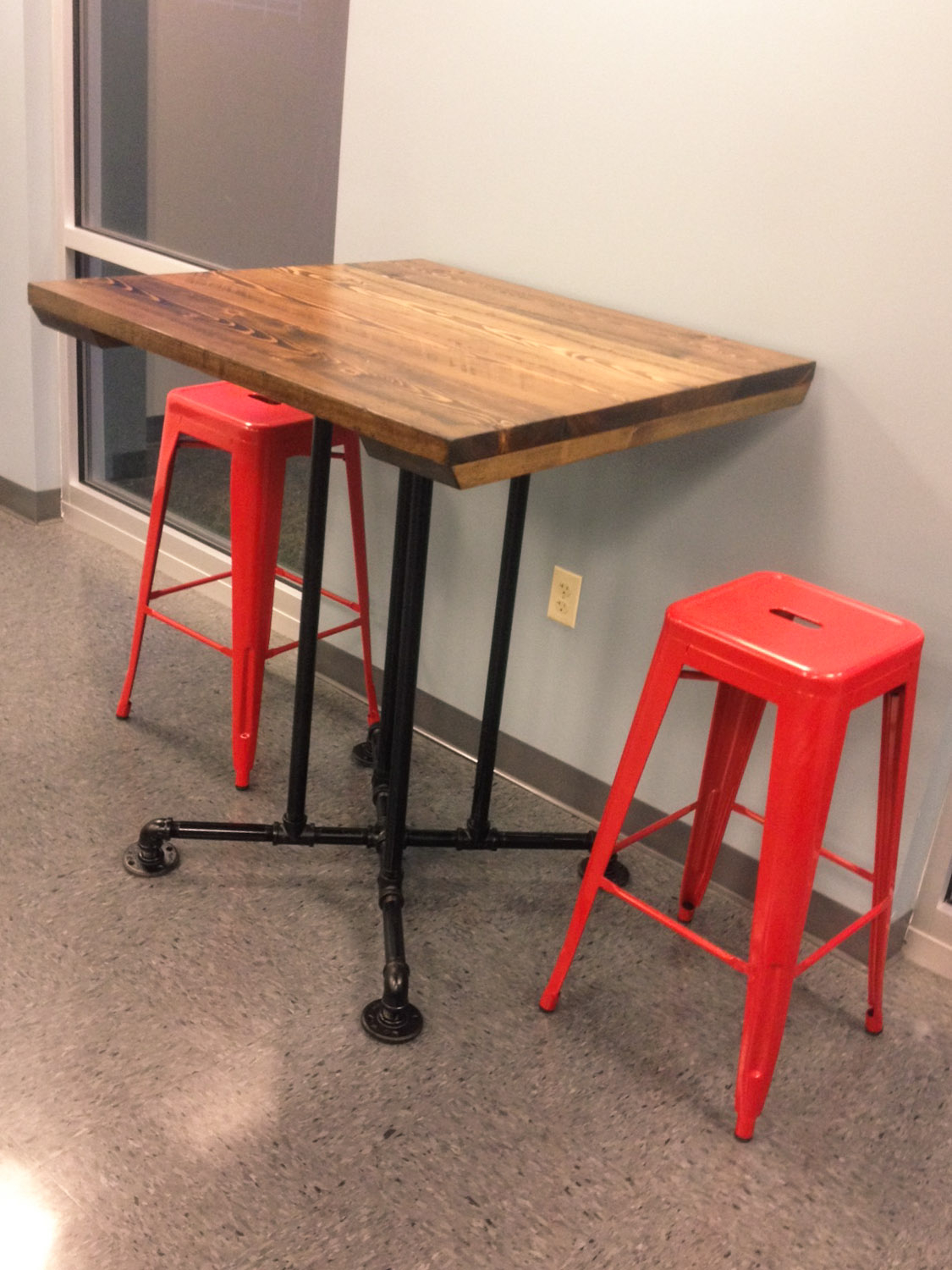 Square bar height industrial style table