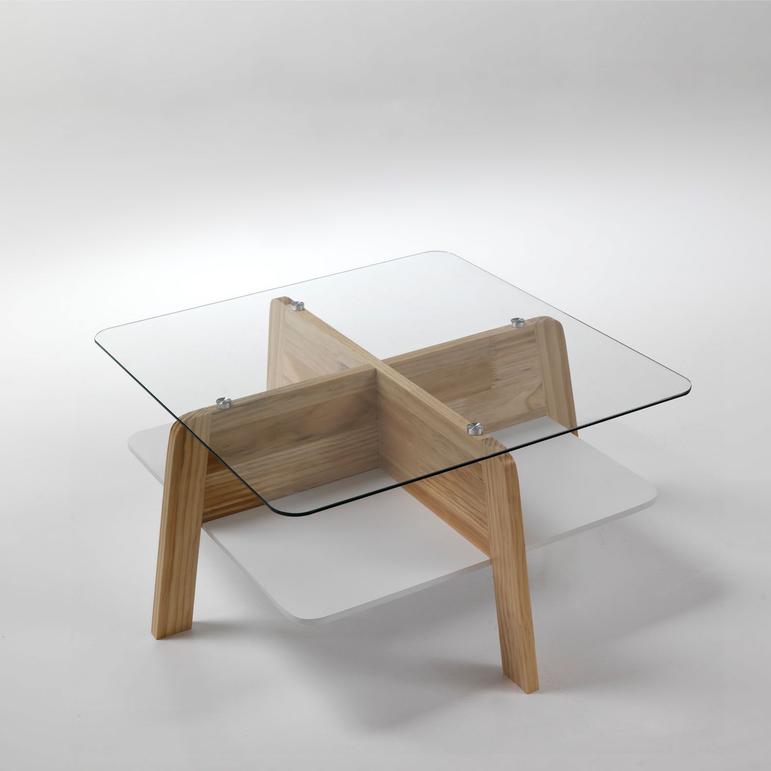 Square wood and glass coffee table 2