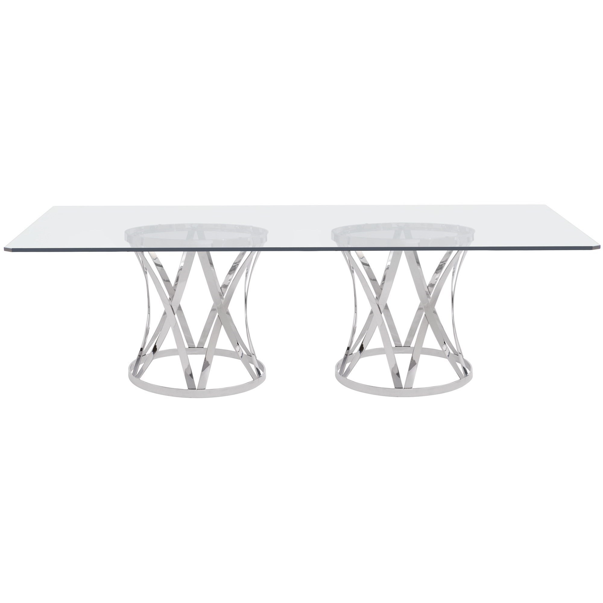 Steel and glass dining table