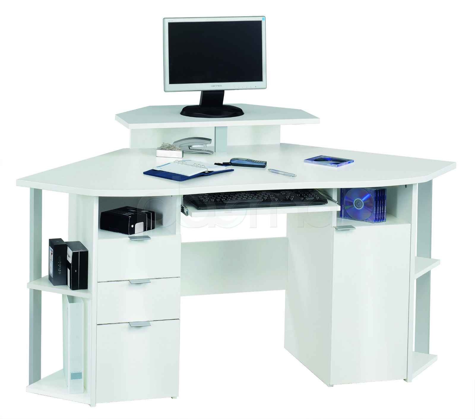 Угловой компьютерный стол белого цвета