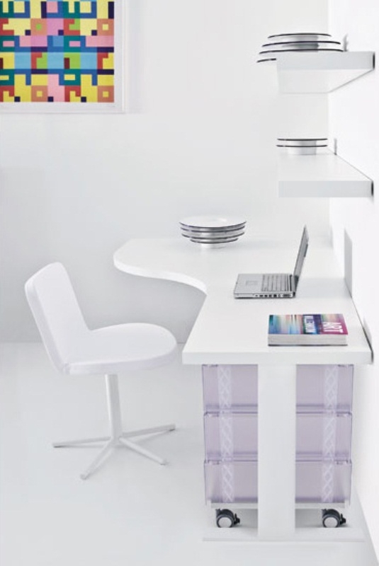 White corner desk with shelves 24
