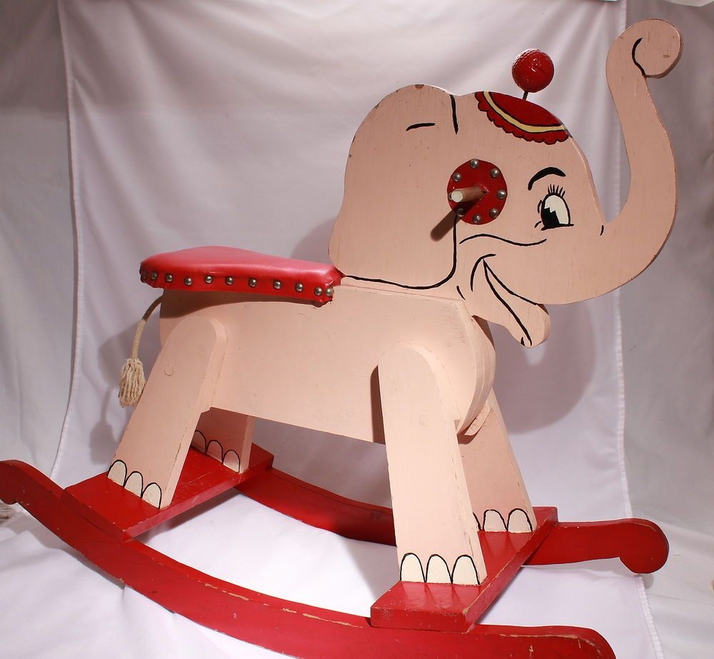 vintage wooden rocking elephant
