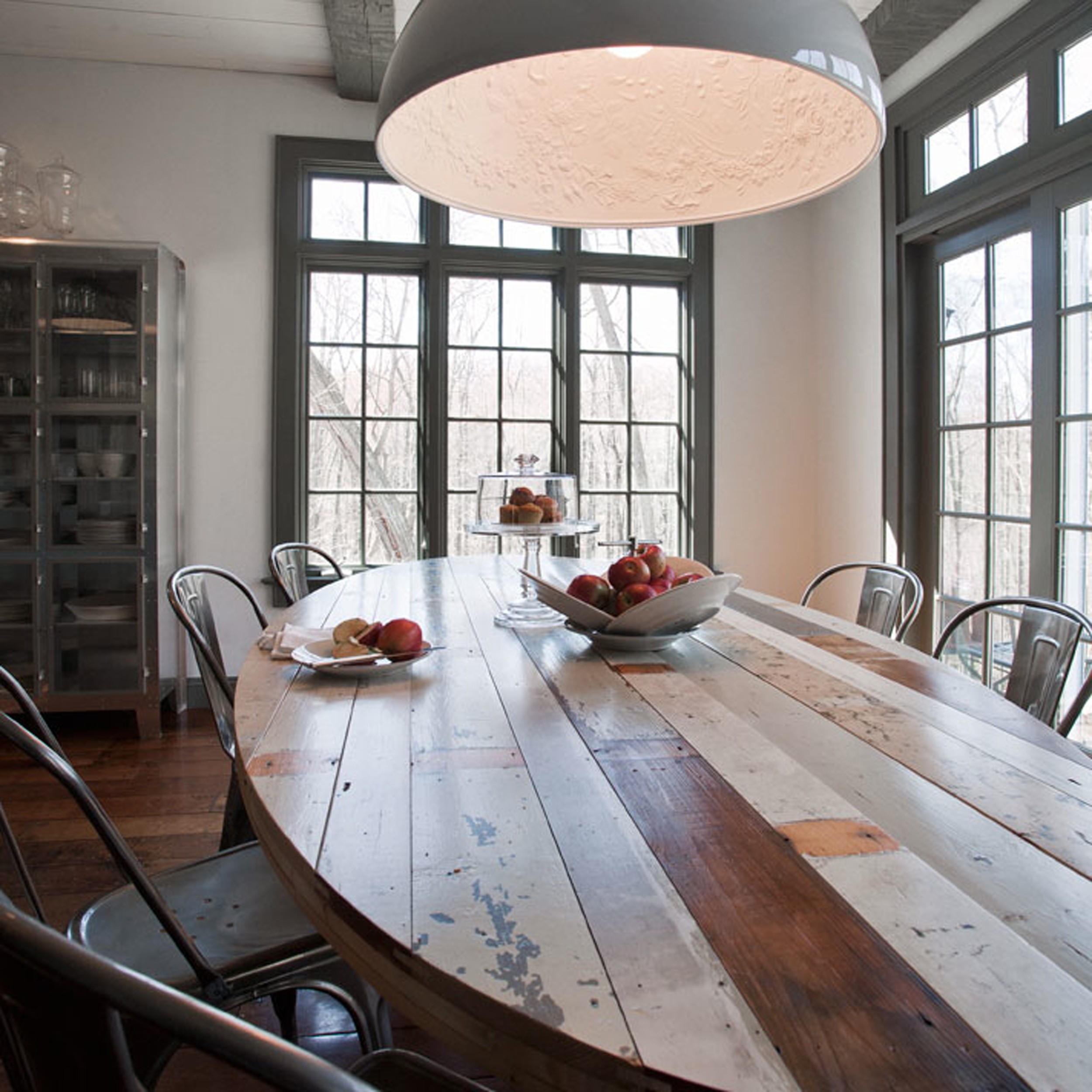 Cool recycled dining room table w industrial elements