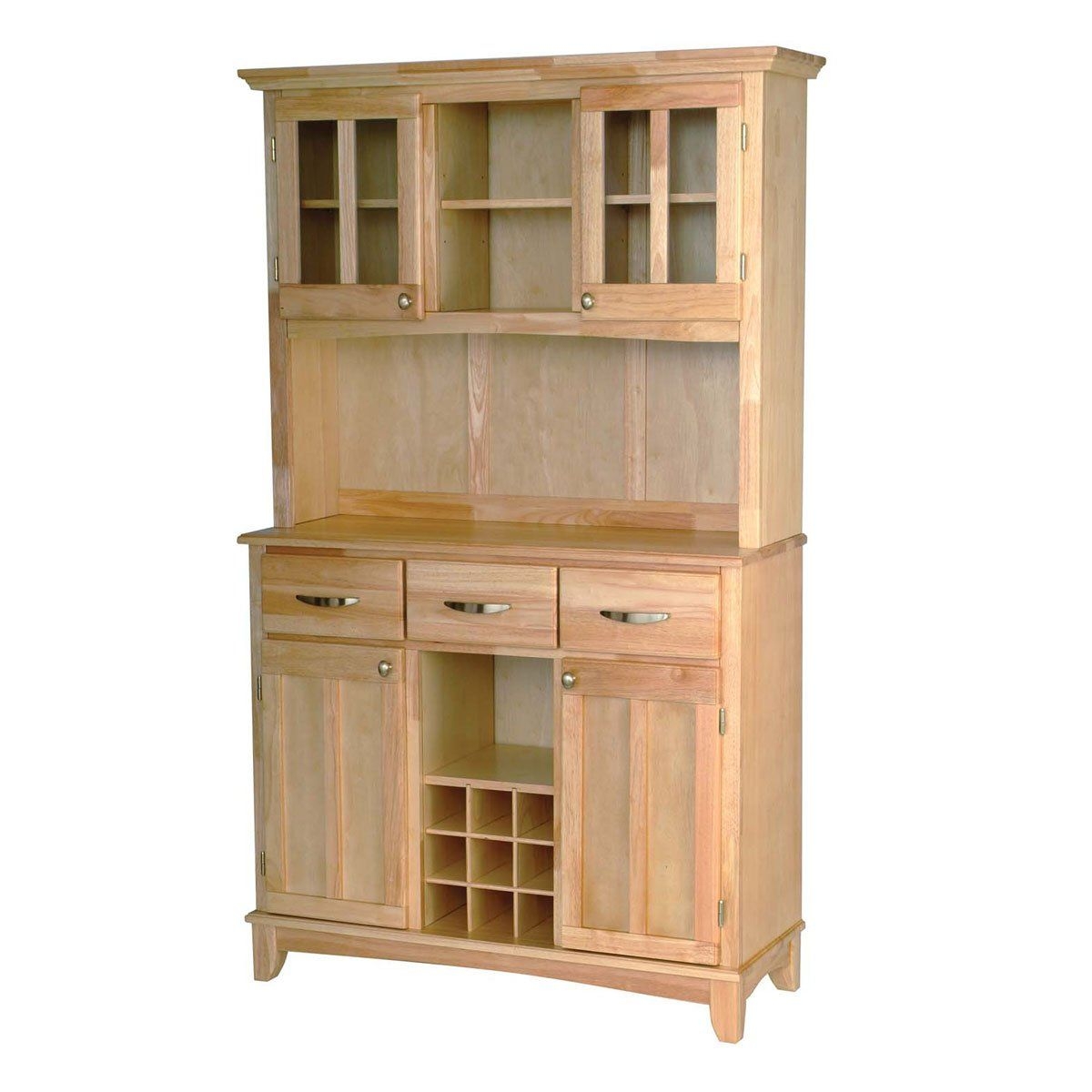 Large wood bakers rack with two door hutch