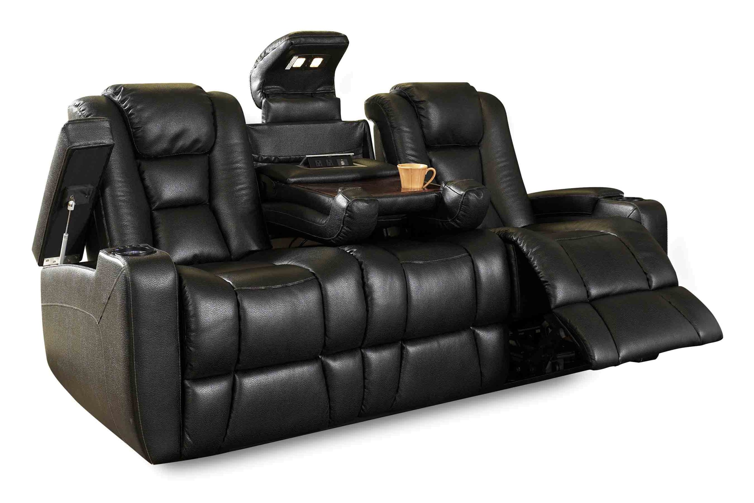 Leather recliners with cup holders 3