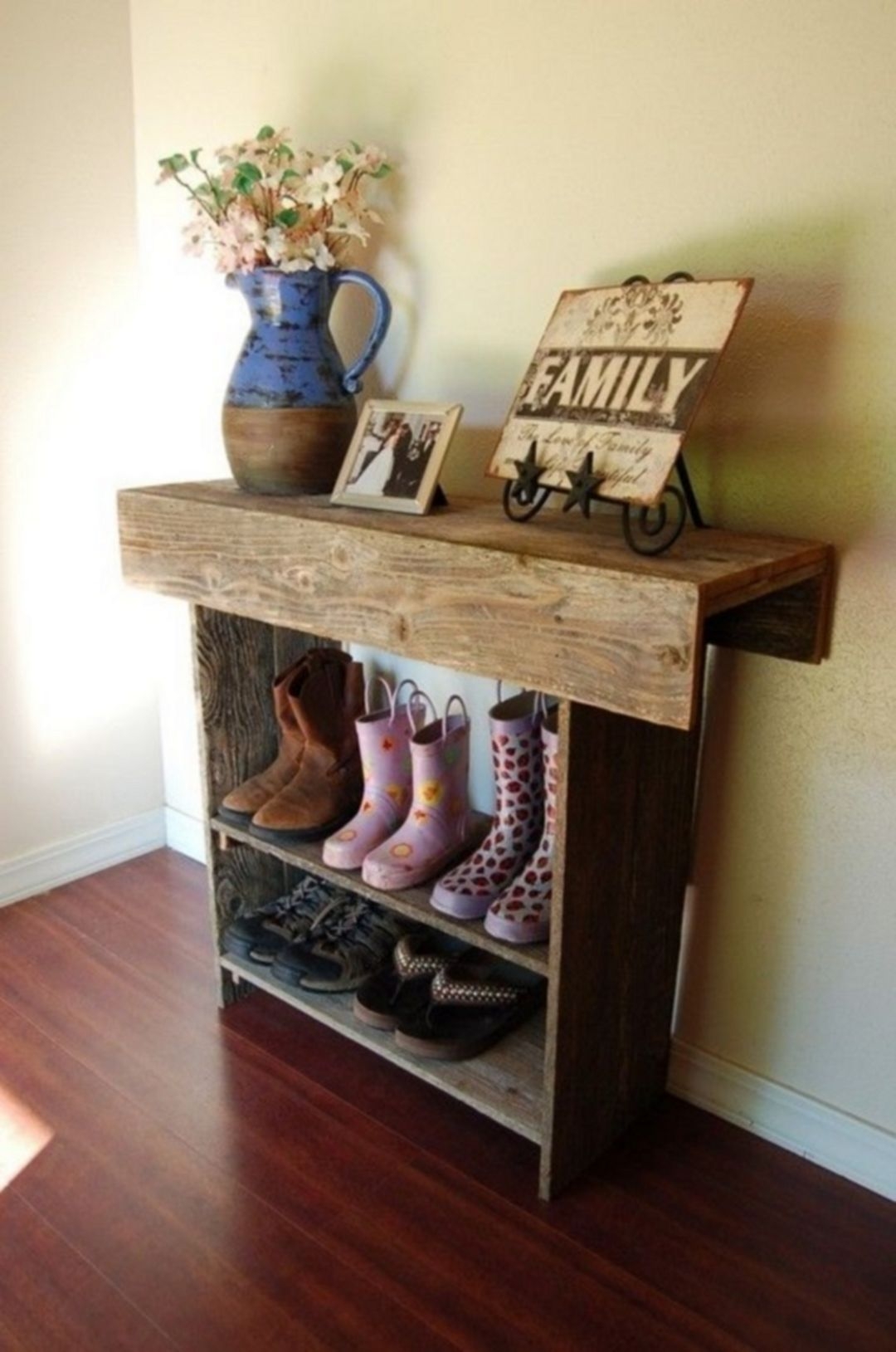 Small Shoe Rack for Hallway Rustic Style Pallet Furniture 