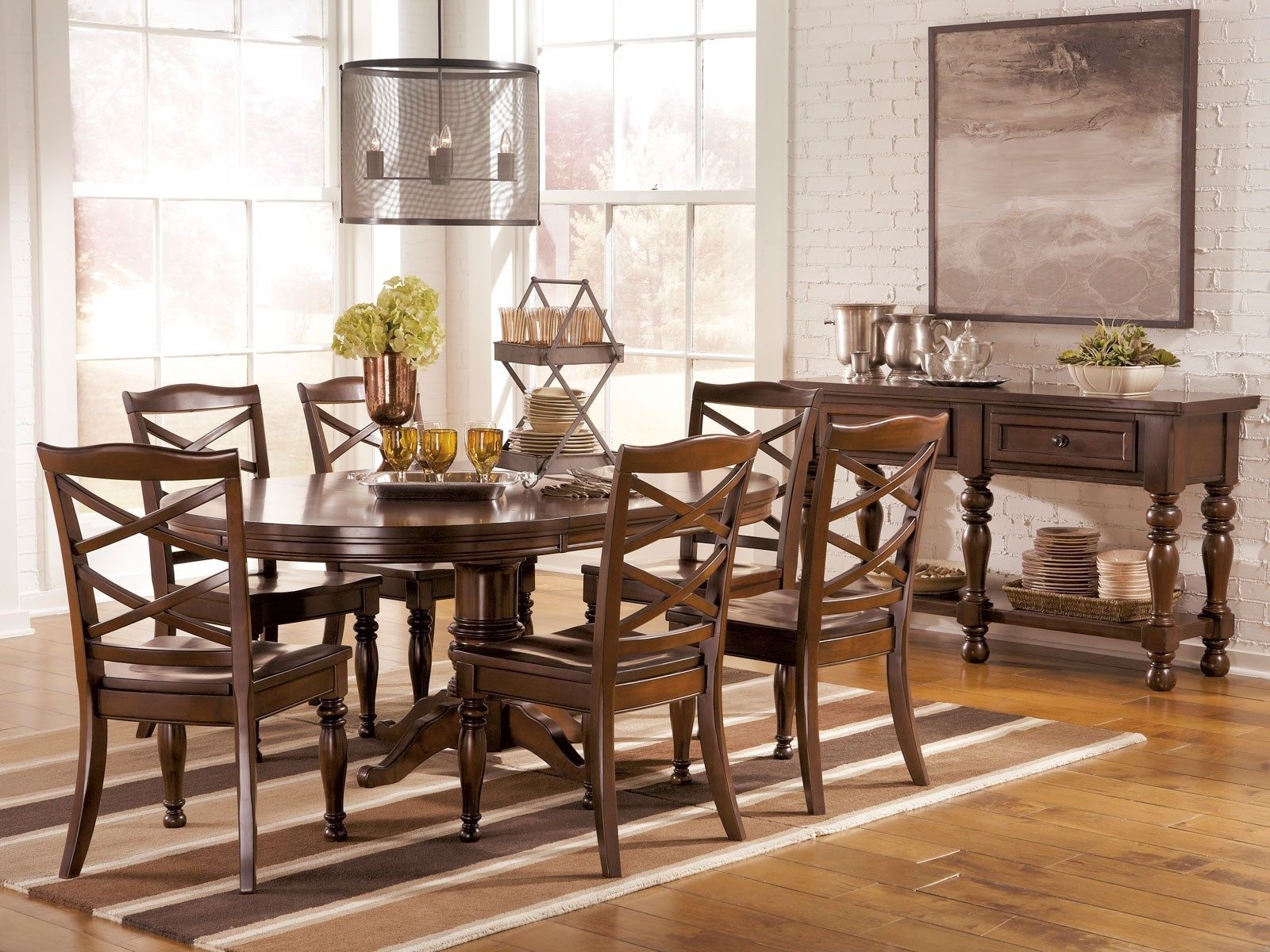 Oval dining table set for 6