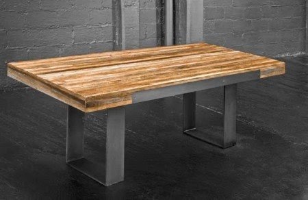 Reclaimed wood dining table metal legs
