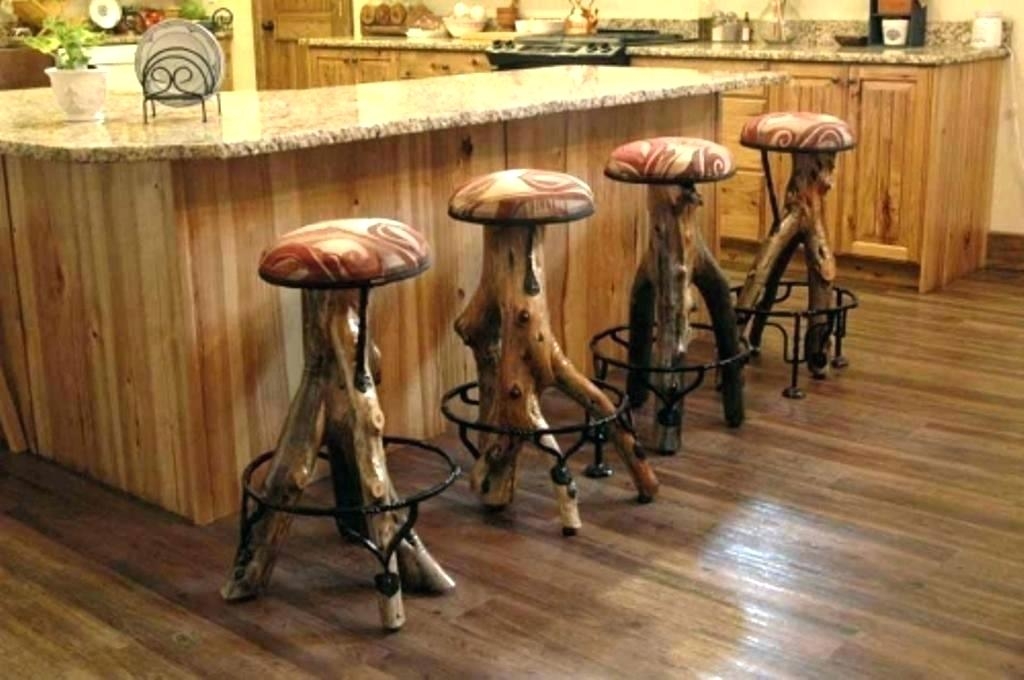 Rustic cedar log bar stools