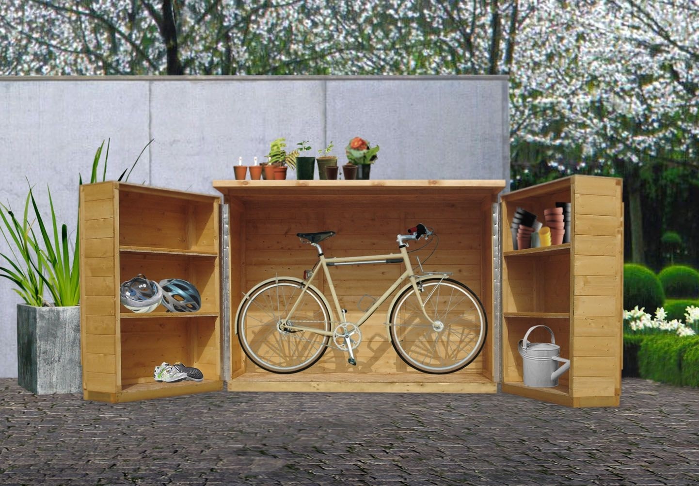 Shackup bikeinabox shed for your ride is a waist height