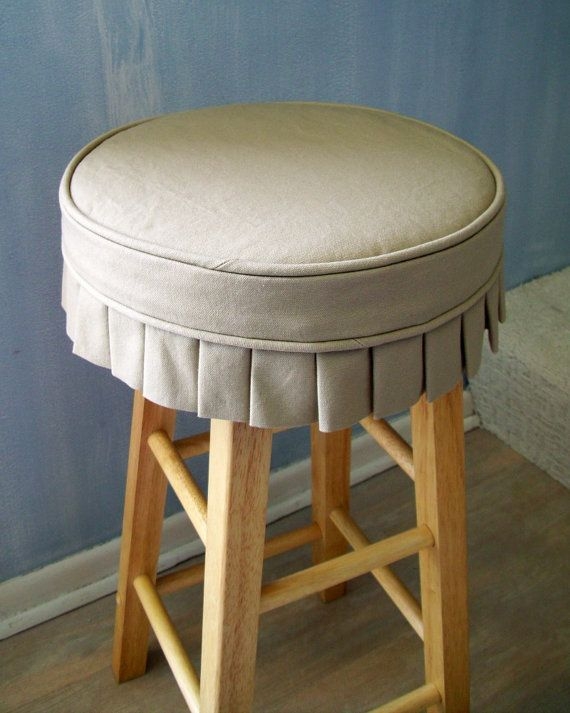 Tan canvas barstool slipcover with knife pleat by applecatdesigns 44