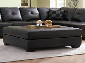 Leather Round Ottoman Coffee Table - Foter