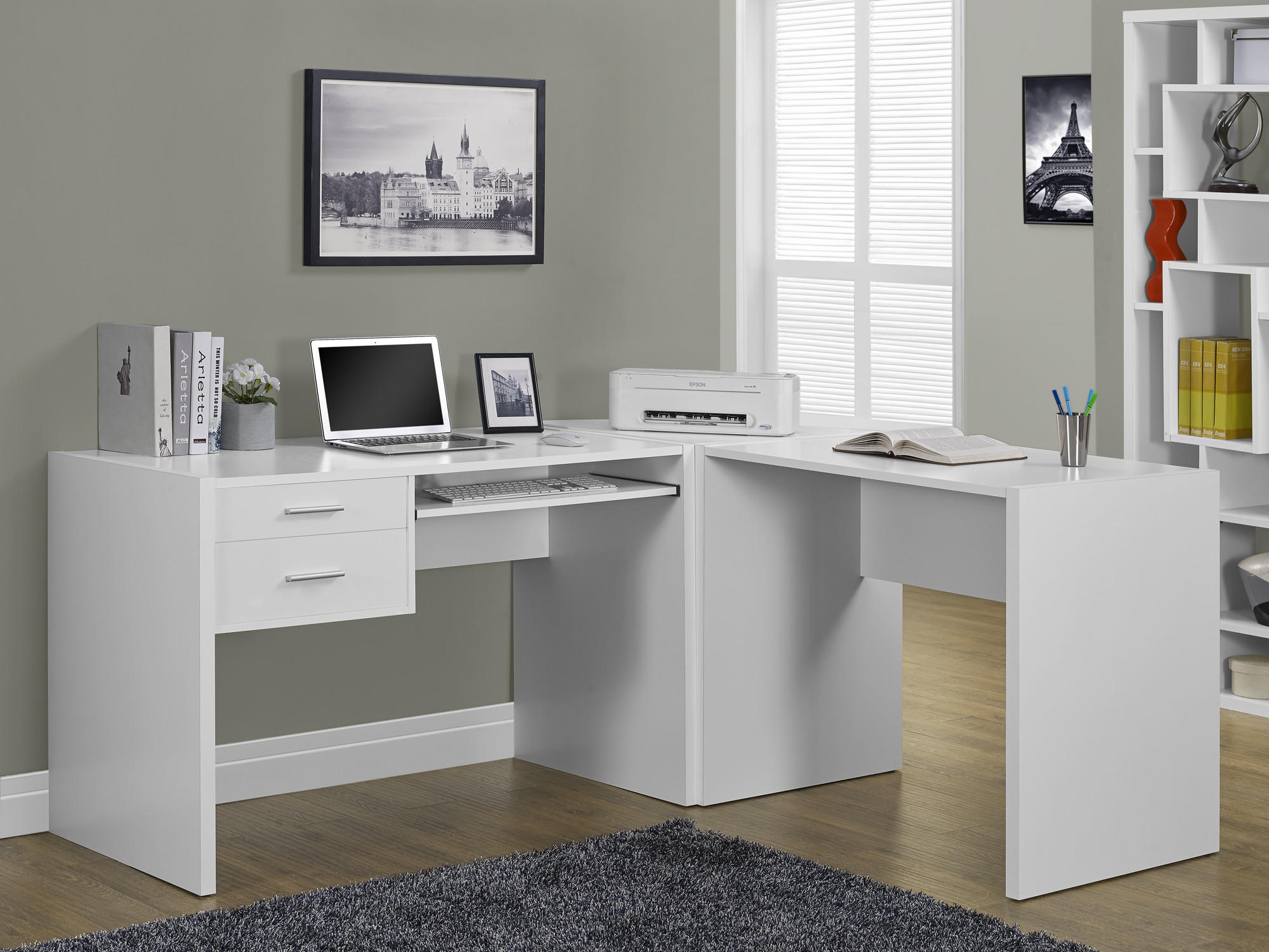White l shaped desks 24
