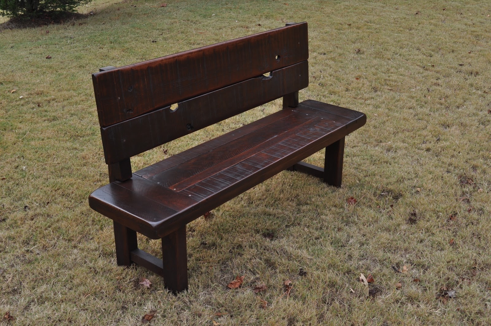 Rustic bench with back 15