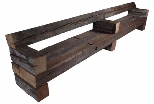 Rustic bench with back