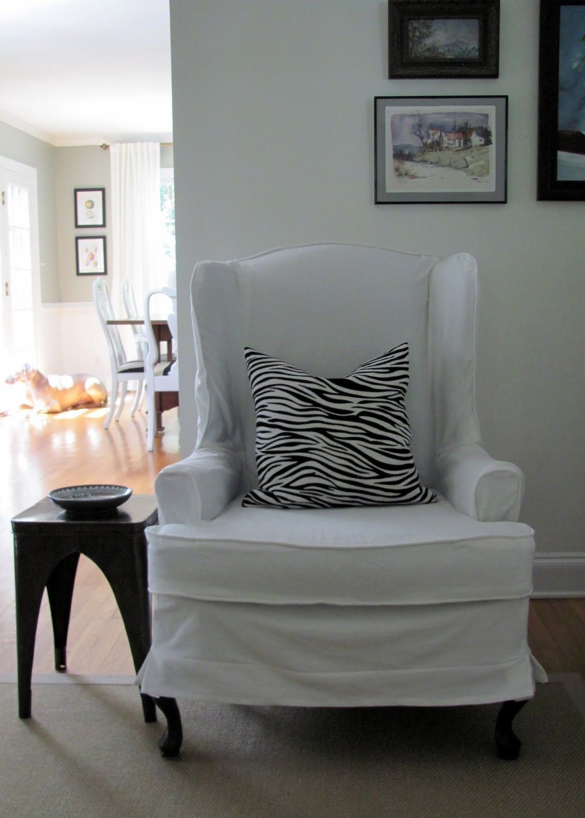 Slipcover wingback chair