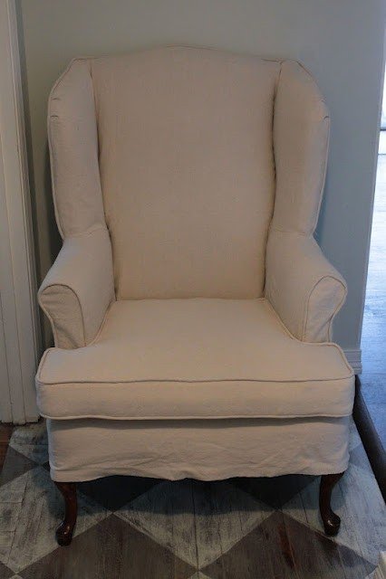 Vanhook co slipcovered wingback chair 1
