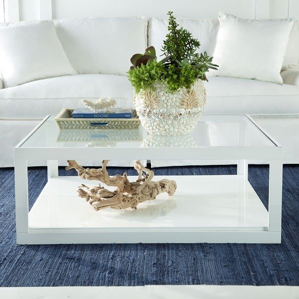 White coffee table with glass top 6
