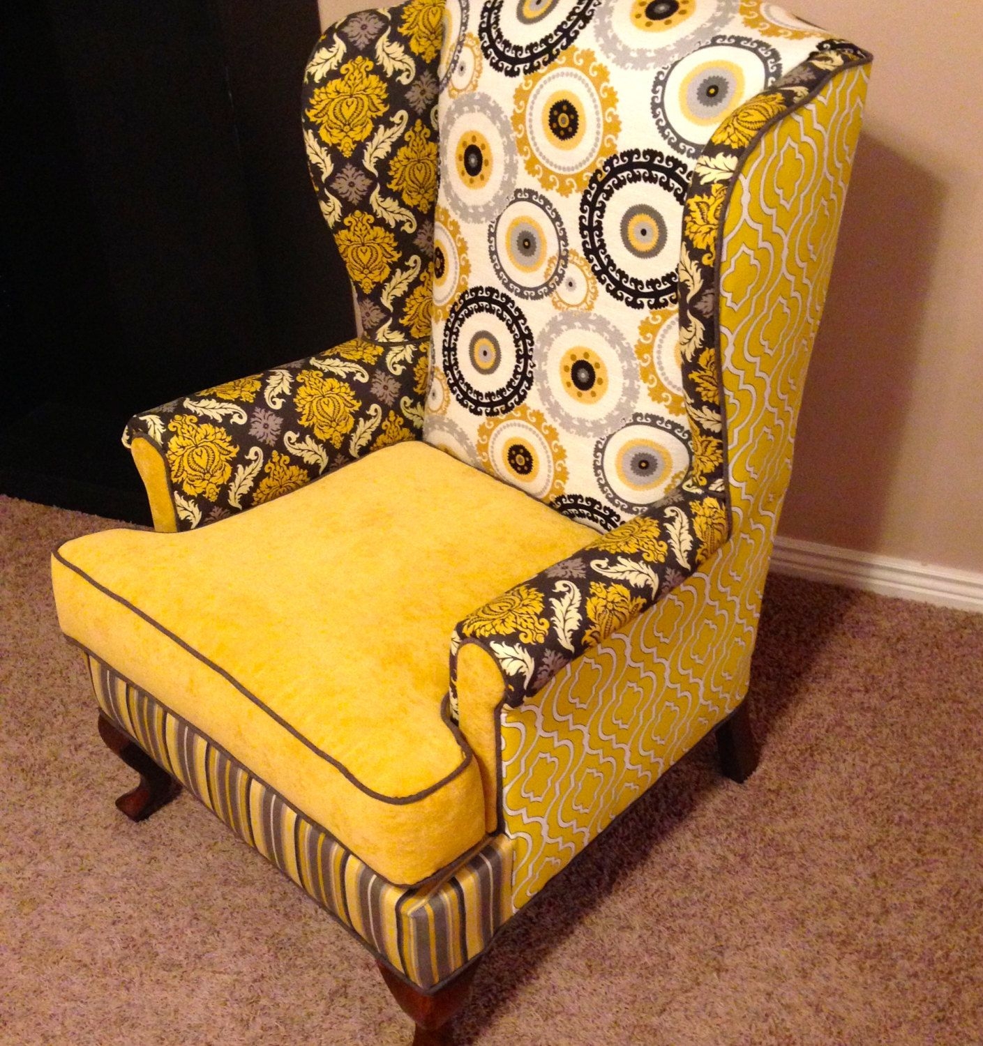 Yellow wingback chair 4