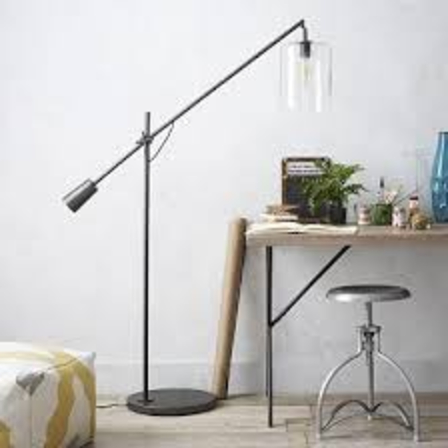 Adjustable Overarching Glass Floor Lamp