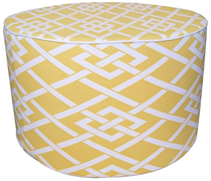 Contemporary round yellow ottoman 100 percent polyester 100