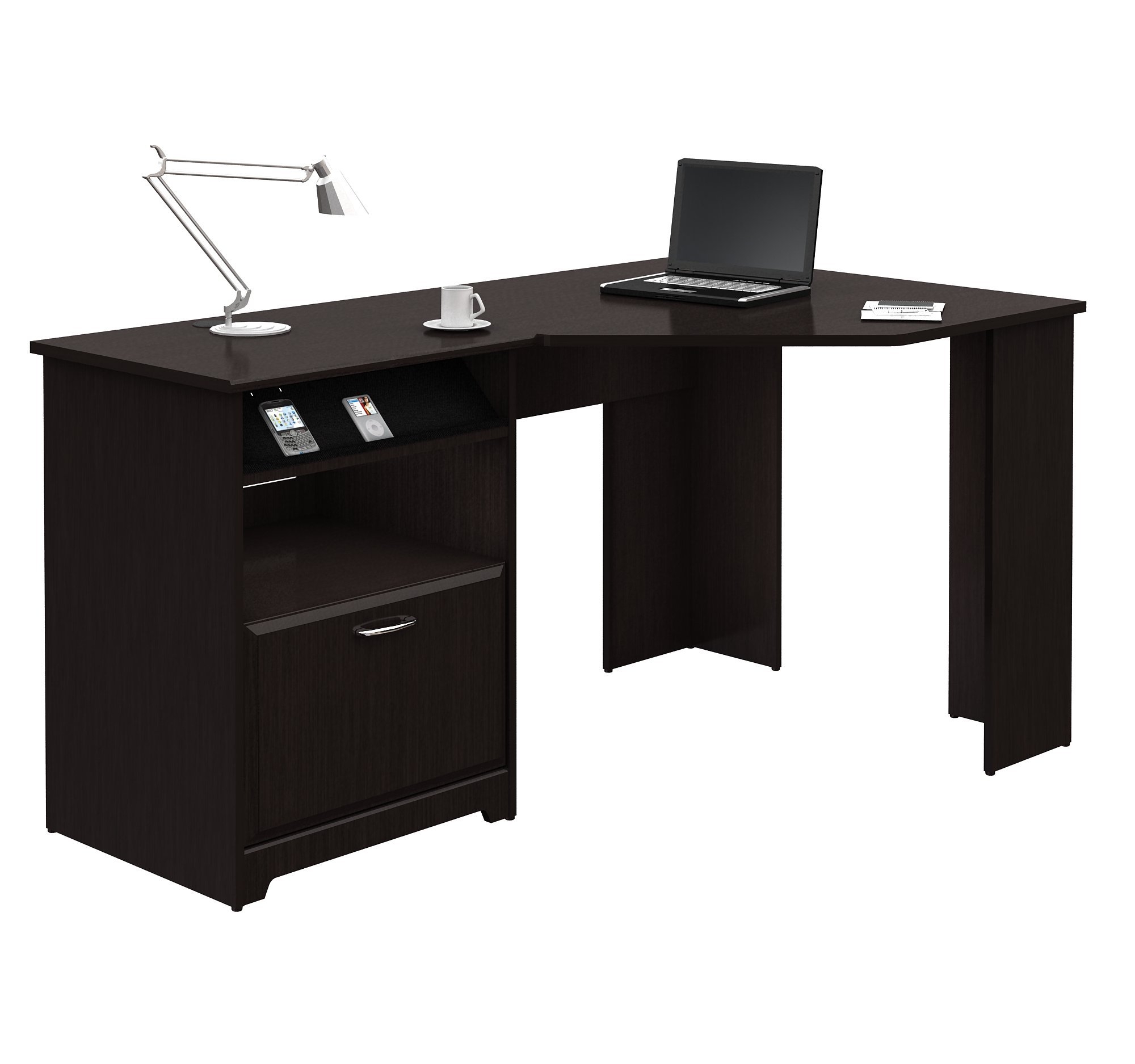 Corner computer desk with drawers