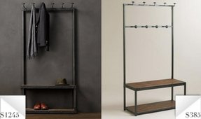 Single hall tree bench