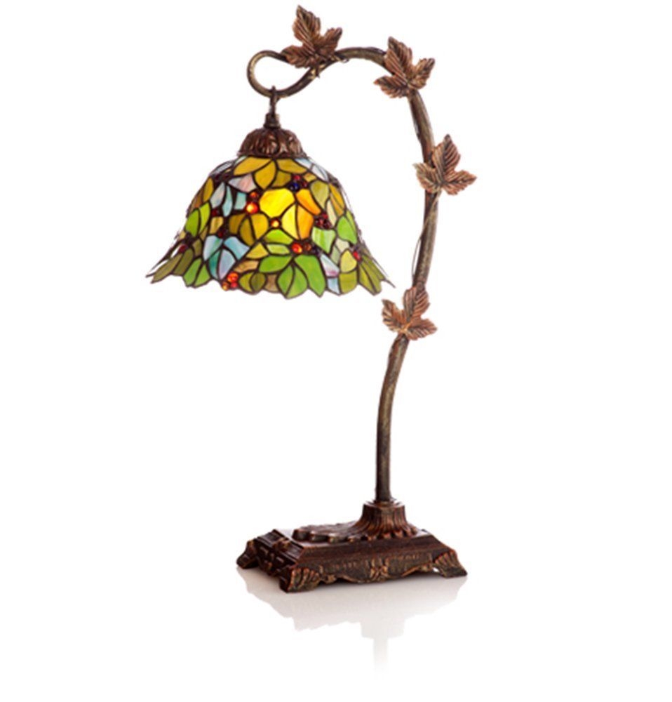 Stained Glass Floral Leaf 23" H Desk Table Lamp with Bowl Shade