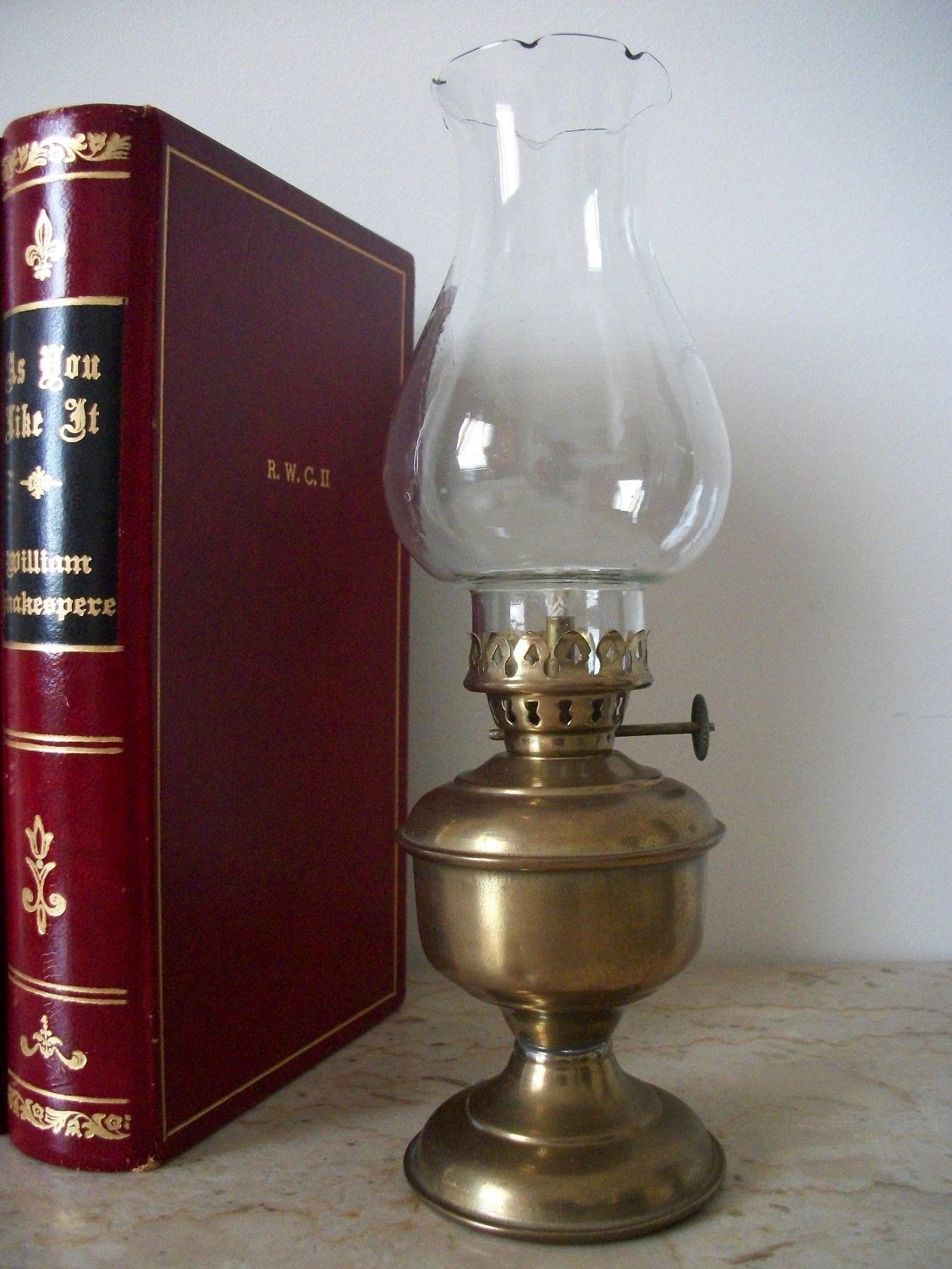 Vintage brass hurricane oil lamp
