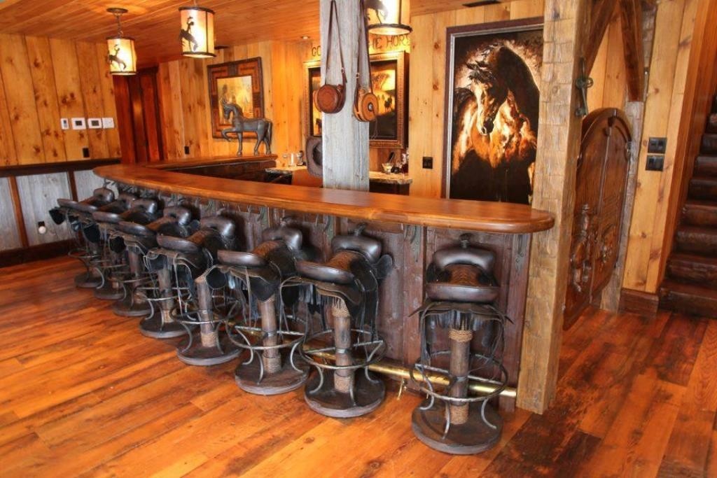 Western leather bar stools 3
