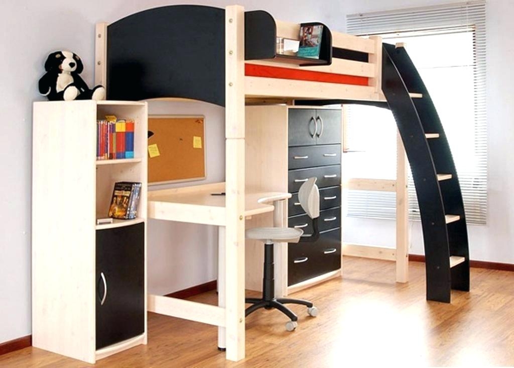 full size loft bed with desk and storage