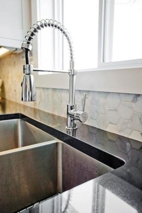 Hexagon Backsplash White Cabinets