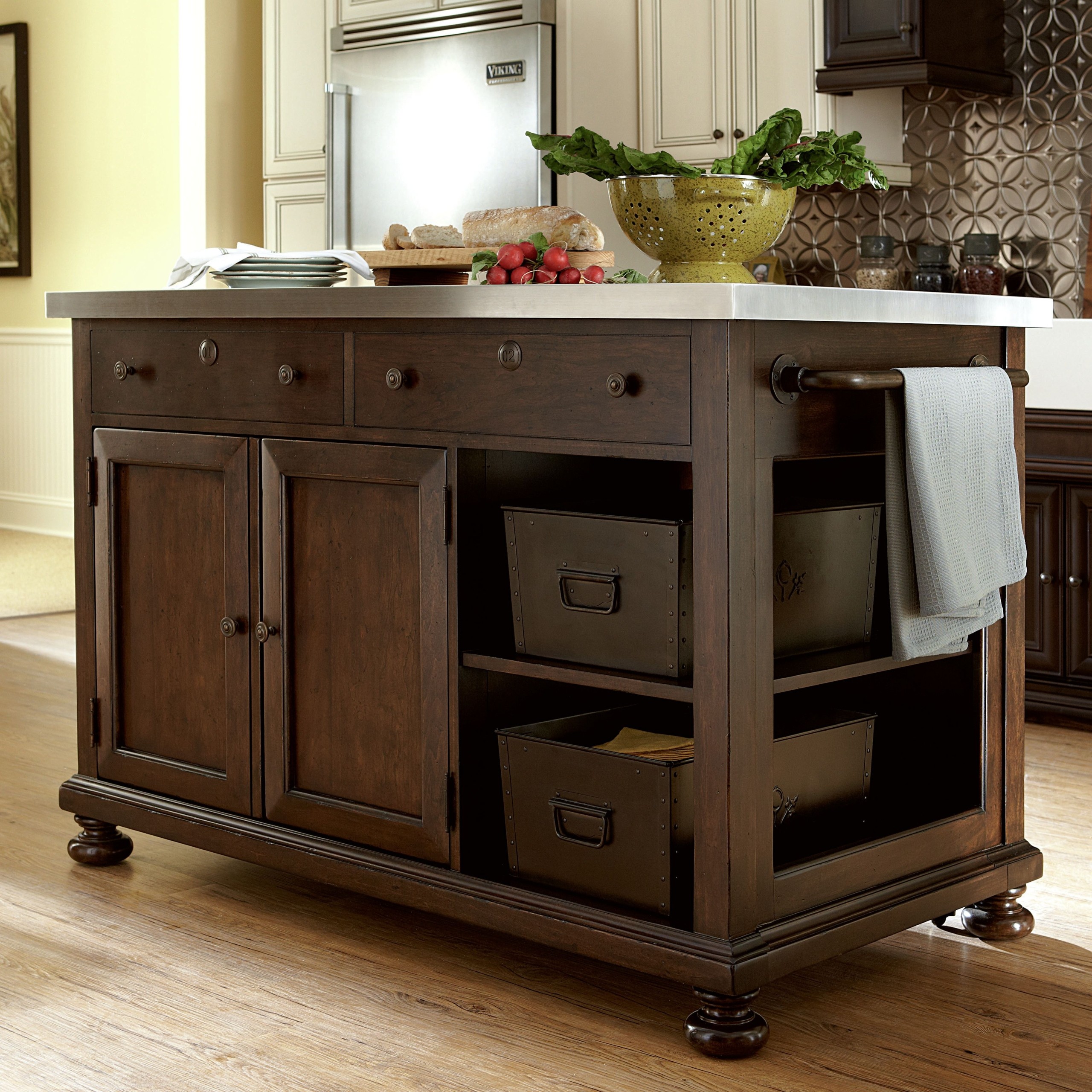 Stainless Steel Kitchen Island With Butcher Block Top / John Boos