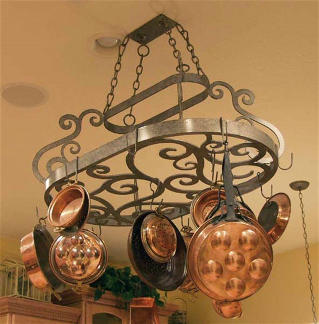 Wrought Iron Pot Rack  Pot Holder Leaf Design