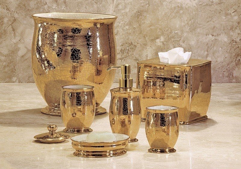 Luxury Bathroom Set , Luxury Gold Bathroom Set , Golden Bathroom Set,glass  Bath Set 