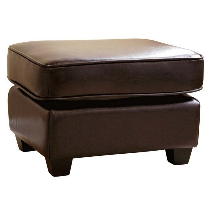 Small Leather Ottomans Foter   Baxton Studio Jefferson Small Leather Ottoman With Wood Feet 