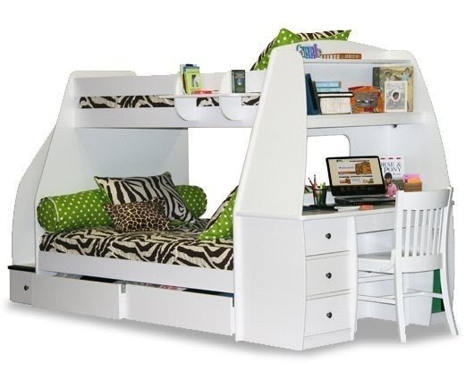 2 bunk beds with desk