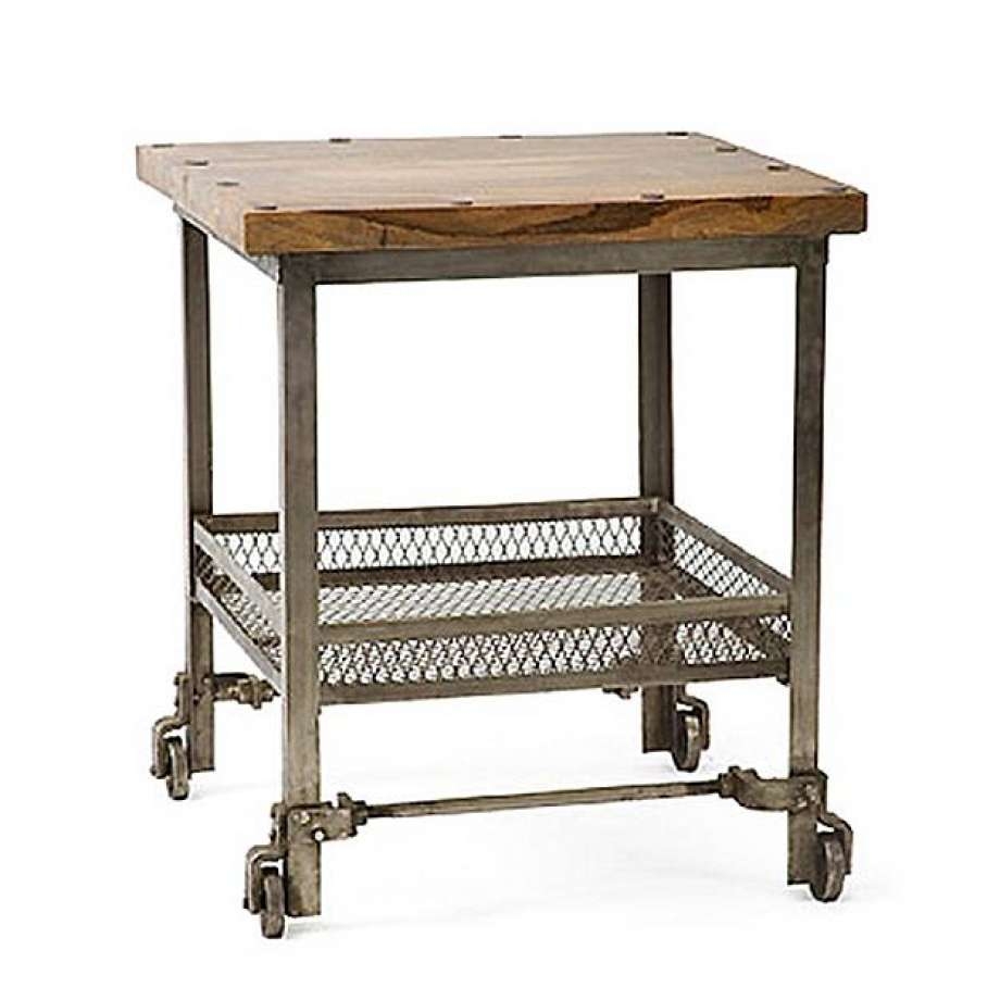 Factory cart side table at