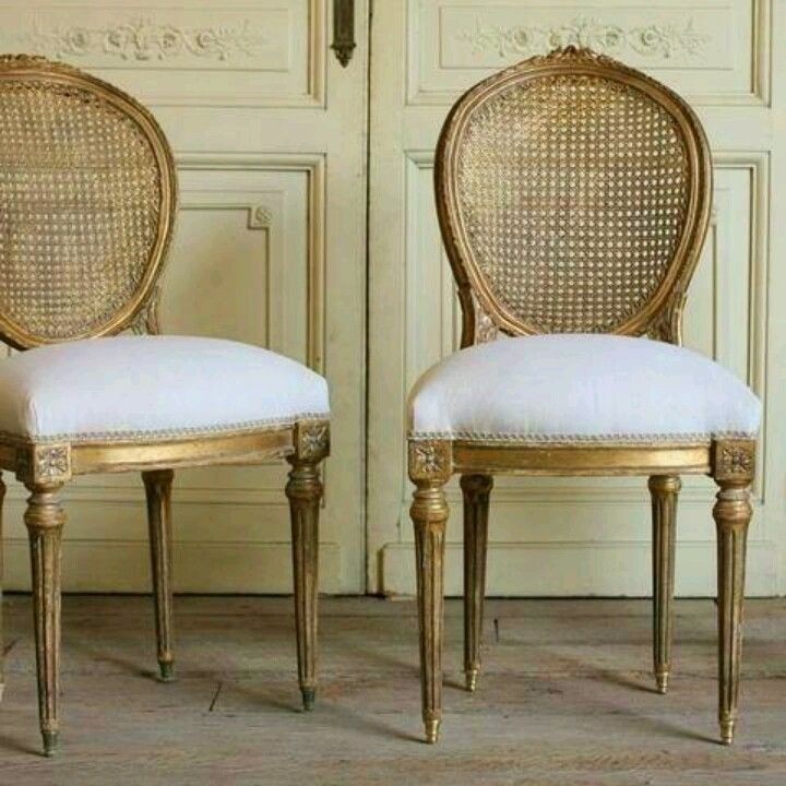 French cane dining chairs