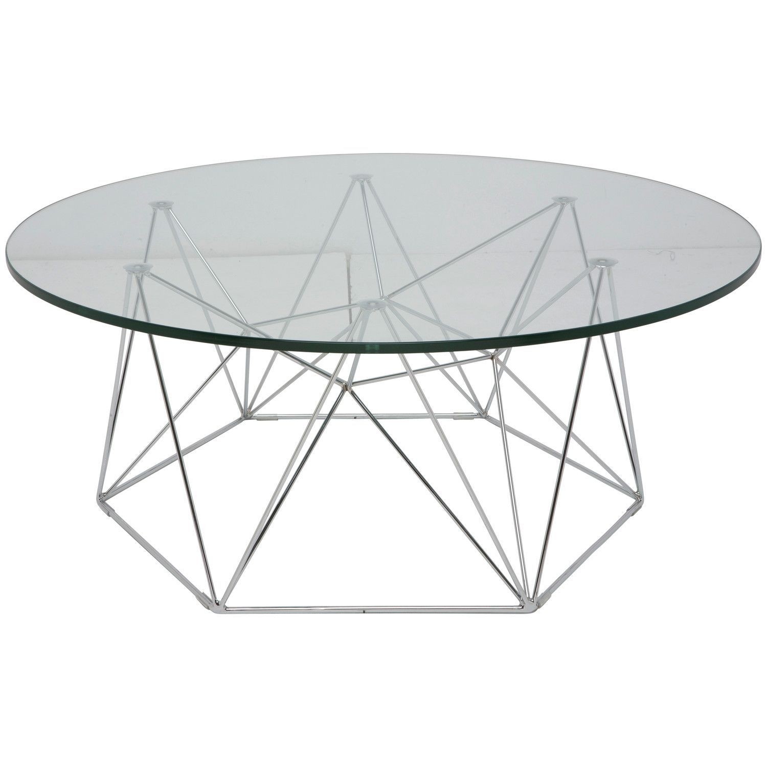 Glass top coffee table with chrome base