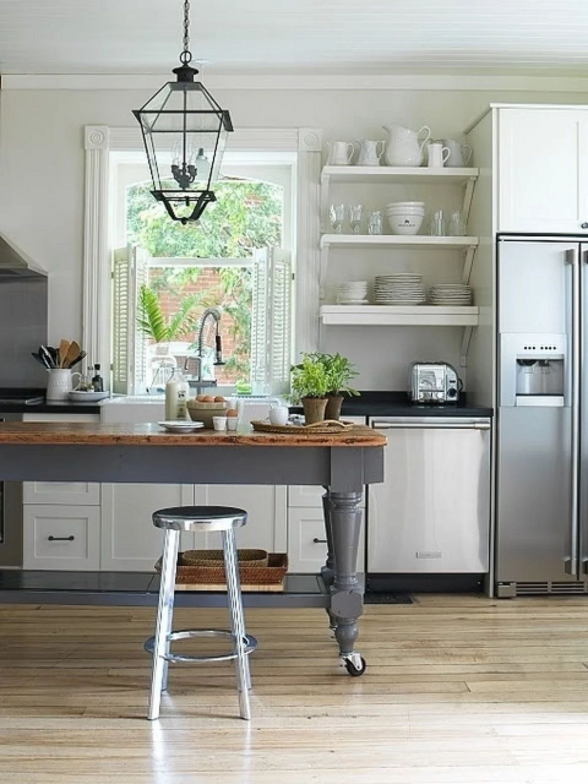 Kitchen Island Pot Racks - Foter  Rustic kitchen, Rustic kitchen