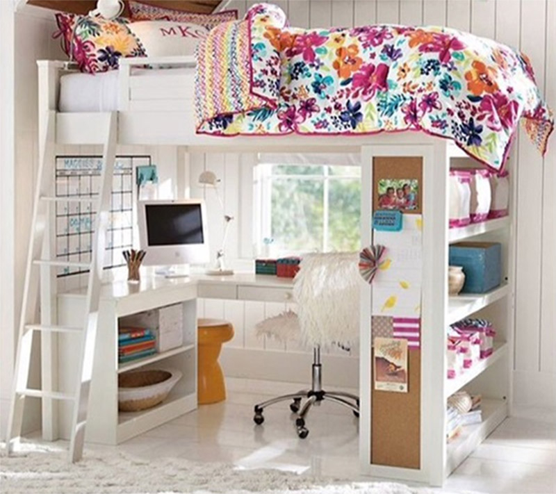 Loft bed with desk on top 7
