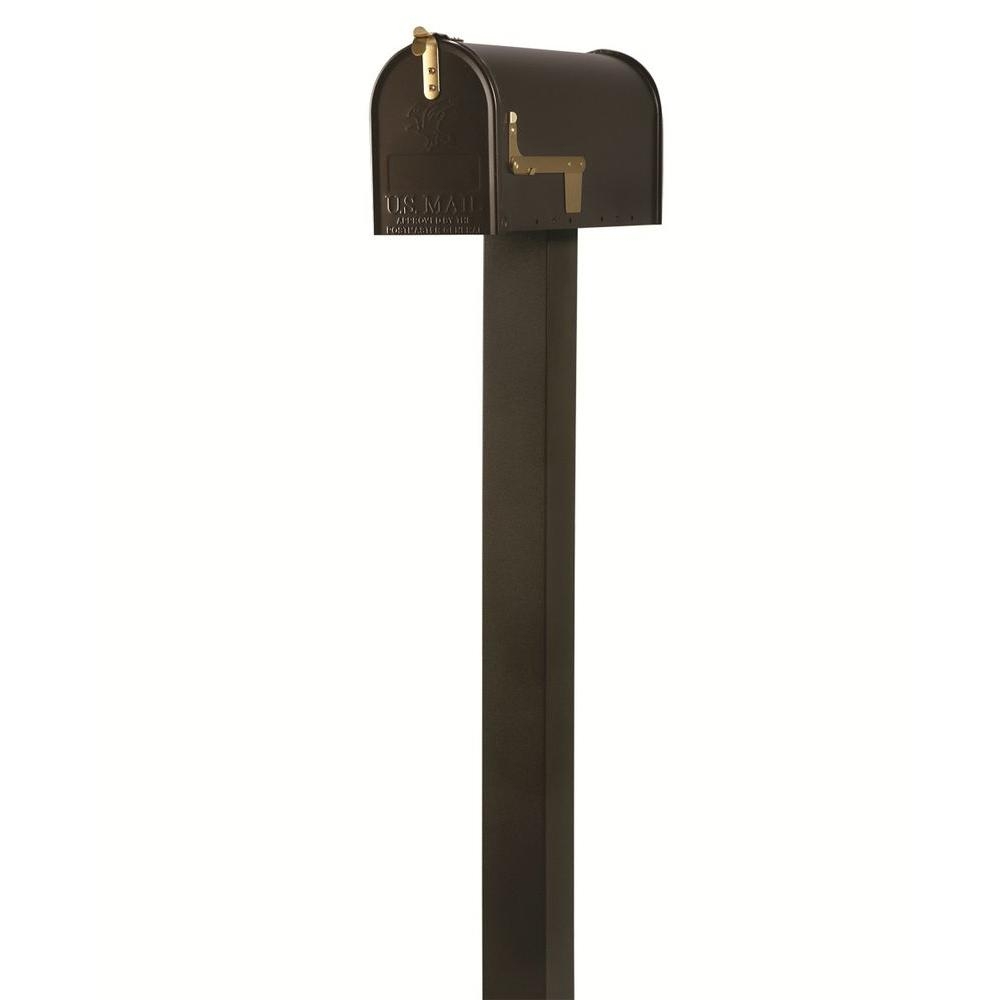 Maryland basic steel mailbox and post combo in textured bronze