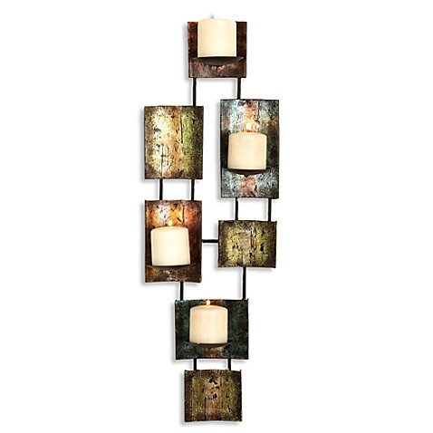 Metal multi color pillar candle tall rectangular wall sconce bed