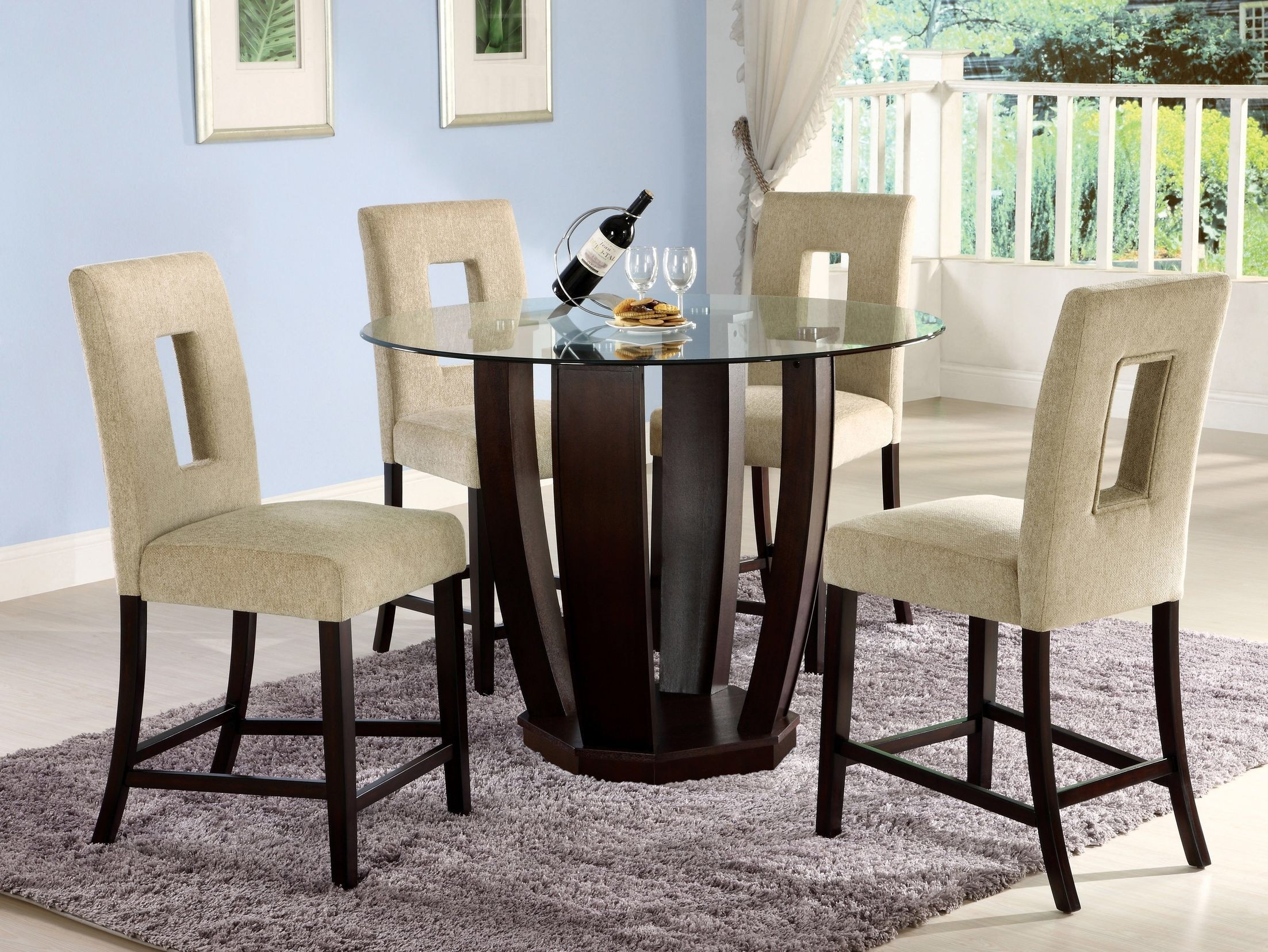 Round Glass Dining Table With Wood Base - Ideas on Foter