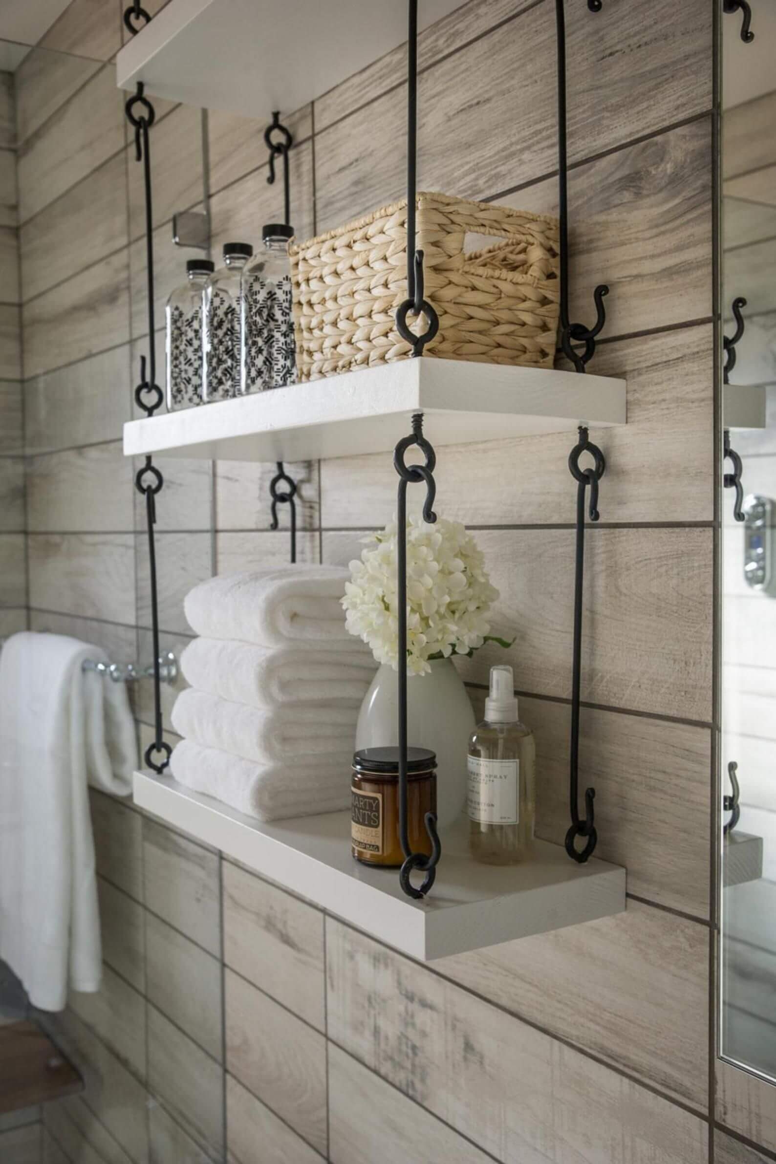 bathroom shelves in wall