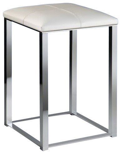 Bathroom Stool With White Leather Top Contemporary Vanity Stools And Benches