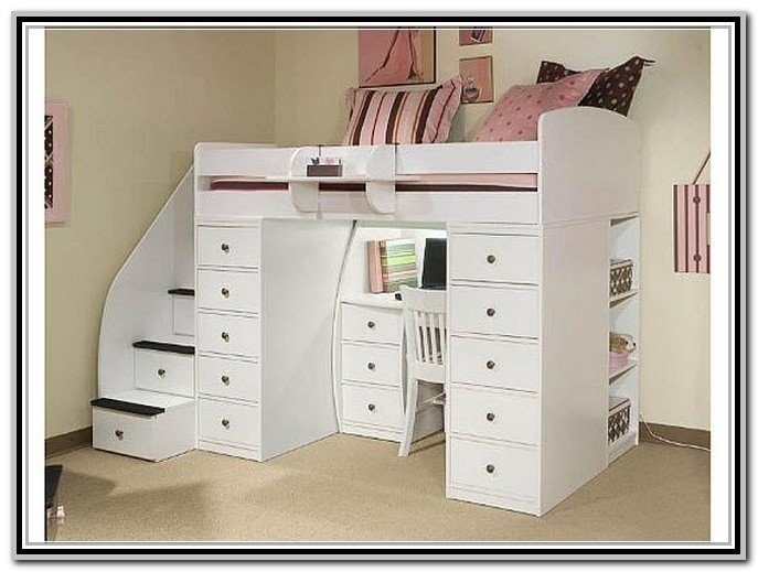 kids bed with desk underneath